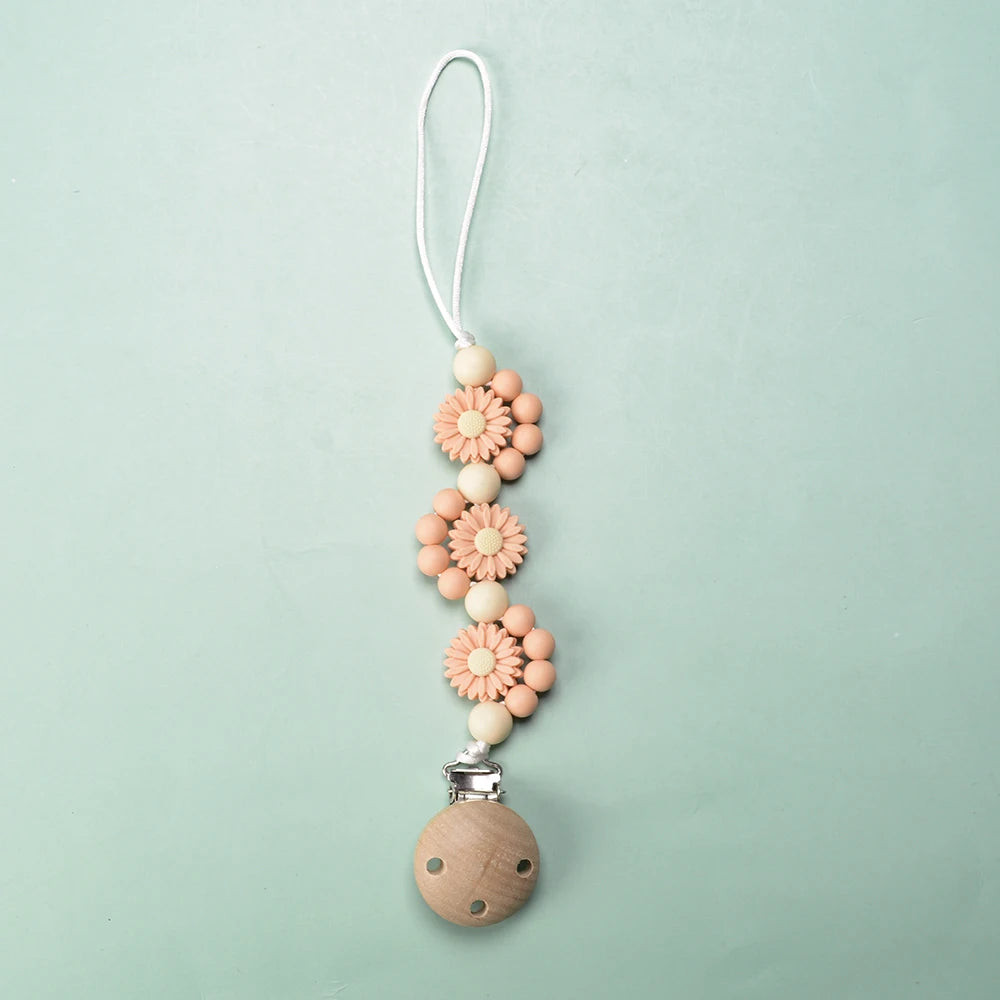 LOFCA Baby Silicone Teethers Pacifier WoodenClips Chain For Baby Pendant Nipple Holder Baby Teething Toys BPA Free Chew Beads