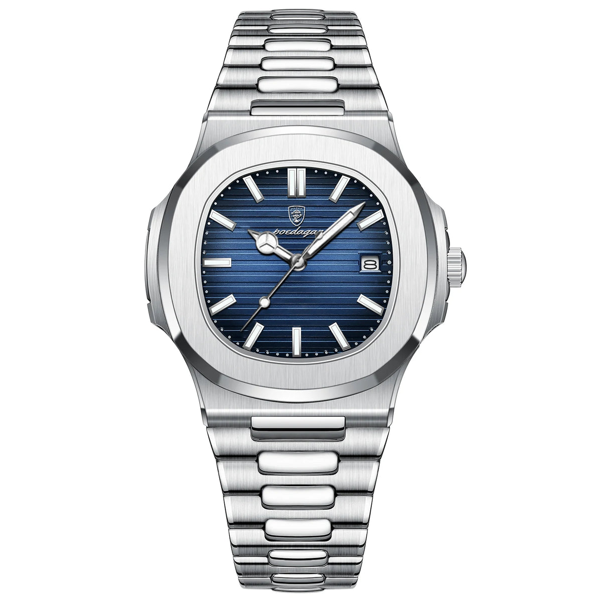 POEDAGAR Luxury Watch For Man Waterproof Luminous Date Men Wristwatch Square Stainless Steel Business Men's Quartz Watches Reloj