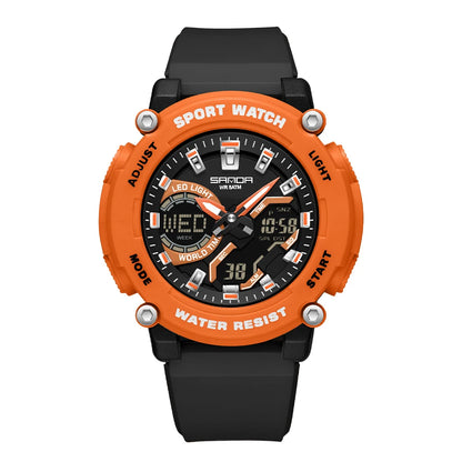 SANDA Outdoor Men's Electronic Wristwatch Large Dial Multifunctional Waterproof Luminous Alarm Military Sports Watch