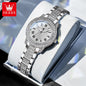OLEVS 9943 Luxury Diamond Watch for Women Starry Sky Dial Elegant Stainless Steel Waterproof Luminous Quartz Wristwatch Ladies