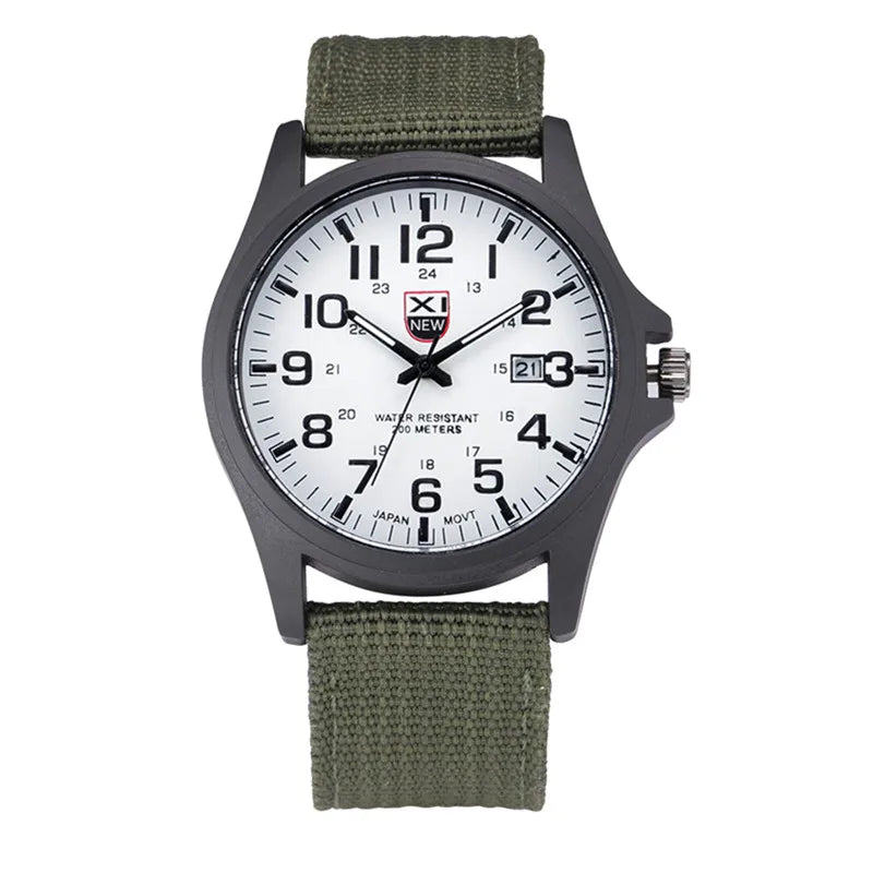 Men Genuine XINEW Brand Watches Students Fashion Casual Nylon Band Sports Army Gifts Date Quartz Wrist Watch Black Montre Homme