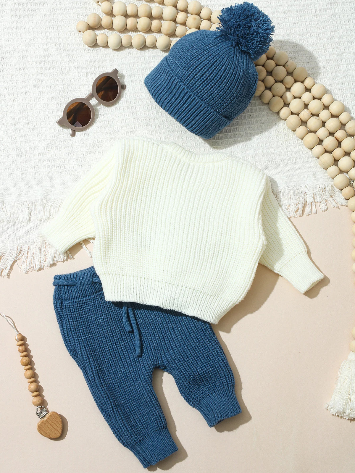Ylsteed 3 Pcs Set Knitting Newborn Boy Photography Clothes "Just Arrived" Embroidery Khaki Baby Outfits Sweater Baby Shower Gift