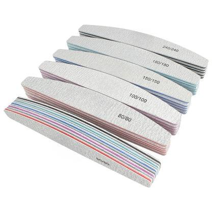 10Pcs/Lot 80/100/150/180/240 Grit Limas Trimmer Lime Nail Art Ongle Manicure Tool Nail File Buffer Double Side Nail Files Buffer