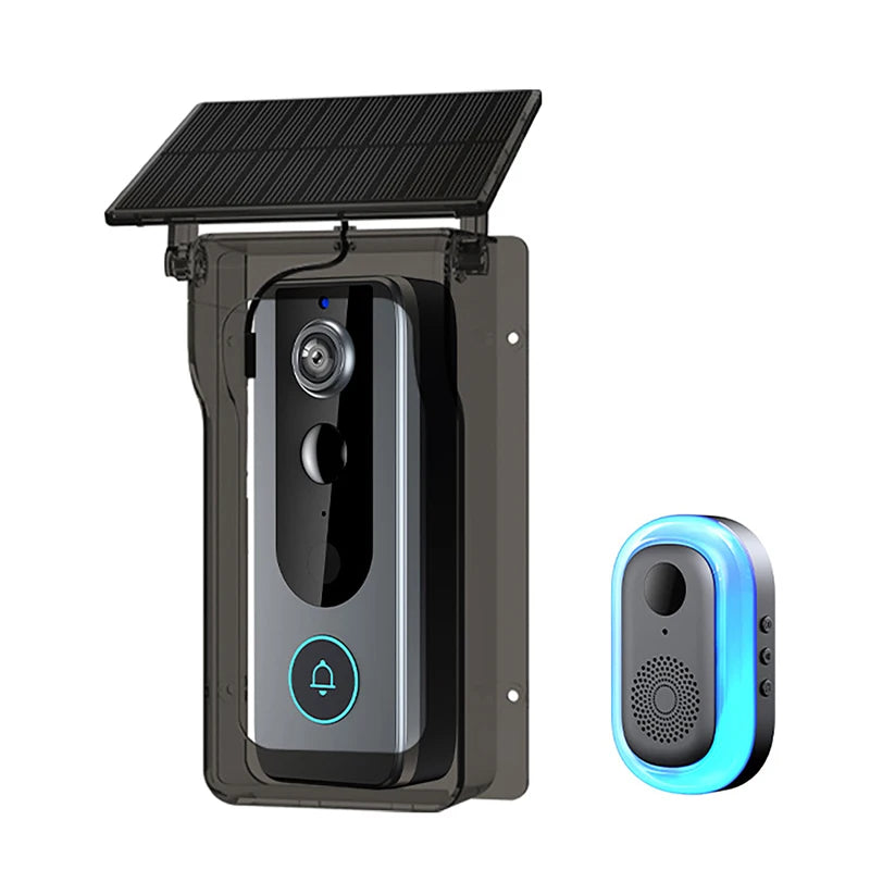 IP65 Waterproof Outdoor Wireless Doorbell with Solar Rain Cover Camera Tuya Eye Digital Door Peepholes Smart Home Video Intercom
