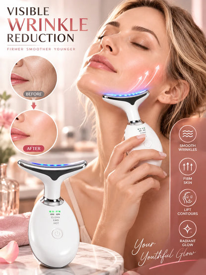 7-Color LED Neck Beauty Device Electric Face Neck Massager EMS Microcurrent Lift Skin Care Beauty Instrument for Women Home Use