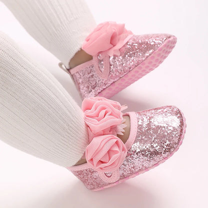 Baby Learning Walk Shoes, Elegant 3D Flower Infant Crib Shoes,Multi Style Soft Dress Footwear for Newborn Baby Girls 0-18Months