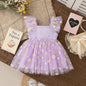 Baby Girl Dress Fashion Daisy Print Mesh Princess Dress Soft Comfortable Baby Outing Dress Girl Pink Birthday Gift