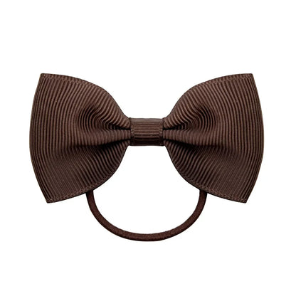 2.75 Inch Small Ribbon Bows With Elastic Hair Bands For Kids Girls Ponytail Solid Color Bowknot Hair Ropes Ties Hair Accessories