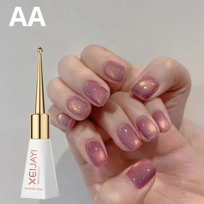 XEIJAYI Sparkling Glass Bead Cat Eye Gel Nail Polish Reflective Magnetic Gel Nude Color uv Permanent Seedling Varnish Nail Art