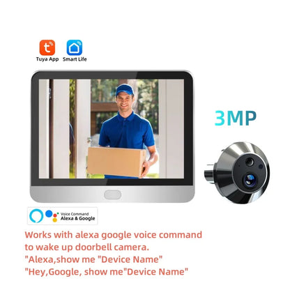 3MP Tuya Smart Security Outdoor House Door Video Eye With Camera Alexa PIR Motion Detect Wifi Peephole Door Camera For Home