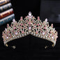 Trendy Baroque Sky Blue Rhinestone Crystal Queen Crown Wedding Tiara Women Beauty Pageant Diadem Bridal Hair Accessories Jewelry