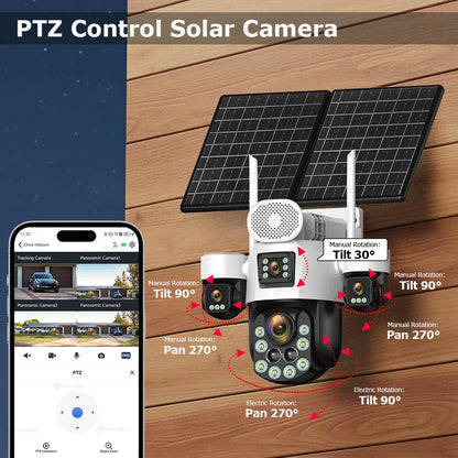 20MP AOV Solar Outdoor Surveillance Camera 4G SIM 7/24 Hours Recording 60X Optical Zoom Auto Track 31200mah Security PTZ Cameras