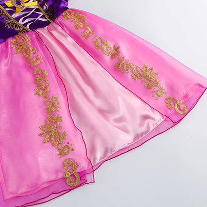 Girls Rapunzel Costume Children Cosplay Tangled Princess Dress Kids Halloween Carnival Birthday Pageant Party Clothes