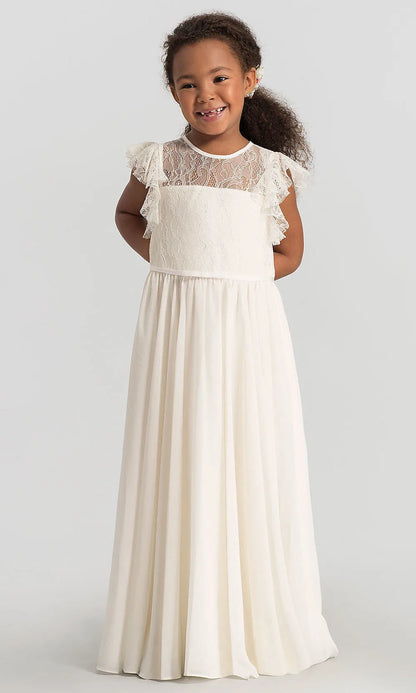 HETISO Chiffon Flower Girl Dresses Hollow Lace Kids Weddings Performance Party Pageant Gowns Junior Bridesmaid Dress 4-13 Years