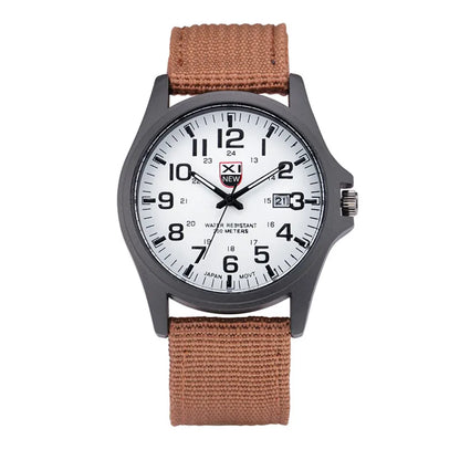 Men Genuine XINEW Brand Watches Students Fashion Casual Nylon Band Sports Army Gifts Date Quartz Wrist Watch Black Montre Homme