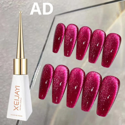 XEIJAYI Sparkling Glass Bead Cat Eye Gel Nail Polish Reflective Magnetic Gel Nude Color uv Permanent Seedling Varnish Nail Art