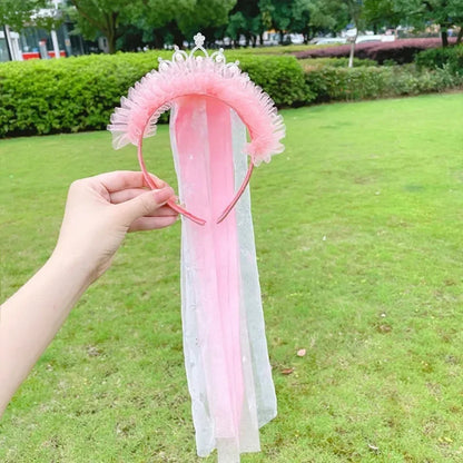 Girls Pink Blue Purple Flower Weaving Braid Headband Kids Princess Dress Up Hair Accessories Aurora Elsa Sofia Rapunzel Wig