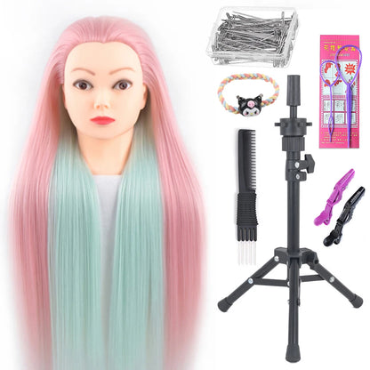 Long Hair Styling head For Hairstyle ProfessionaTraining Head Kit Mannequin Head Styling ToPractice Hot Curl lron Straighten