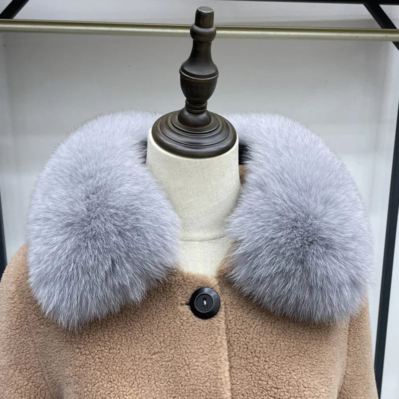 Real Fox Fur Collar Winter Men And Women's Fox Fur Square Collar Natural Fur Scarves For Ladies Neck Warmer Fur Scarf Shawls