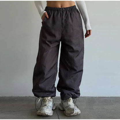 Street Striped Women's Cotton Coat Trouser Suits Hooded Zippers  Autumn Winter Thicken Lady Set 2026 Chic Female Outfits
