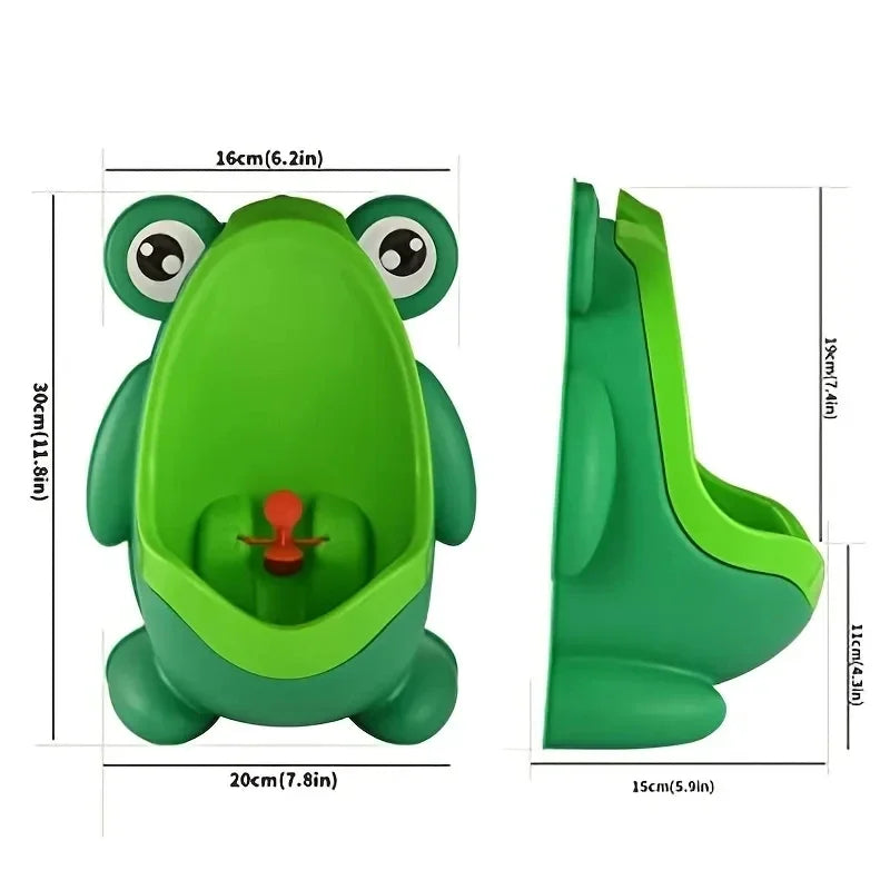 Boys Potty Training Urinal, Frog Design with Spinning Aim Target, Wall Mount Standing Pee Trainer for Toilet, Easy Clean