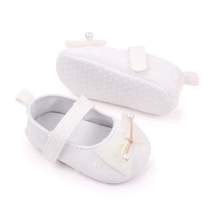 0-18months Baby Girls Bowknot Flats Soft Sole Shoes Non-Slip Princess Wedding Dress Walking Shoes For Newborn Girls