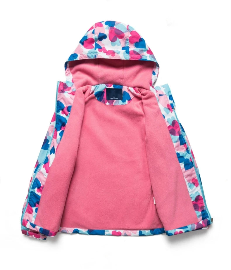 Dubbped Girl Polar Fleece Waterproof Jacket Spring Autumn Children Coats Sport Casual Kids Jackets Double-deck Windproof Jackets