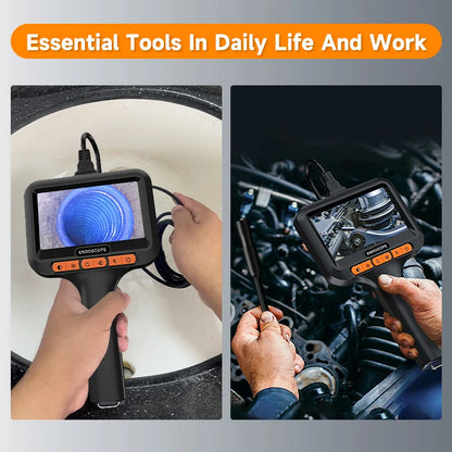 Handheld Endoscope HD 8MM Camera Industria Borescope 4.3‘’ IPS Screen 2-100M Rigid Cable IP67 Waterproof Adjustable Length