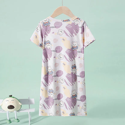 1/2 Piece Children's Sweet And Lovely Straight Skirt Loose And Comfortable Girl's Home Skirt Casual Round Neck Plus Size Skirt