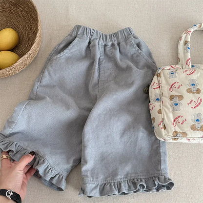 2026 Spring New Girls Cotton Loose Harem Pants Children Girl Clothes Casual Ankle-length Trousers Toddler Kids Corduroy Pants