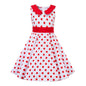 LPATTERN Girls' Vintage Rockabilly Dress Party Retro Polka Dot Floral Pattern A-line Dresses Pleated Skirt Knee-Length for 4-10Y