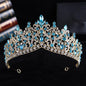 Trendy Baroque Sky Blue Rhinestone Crystal Queen Crown Wedding Tiara Women Beauty Pageant Diadem Bridal Hair Accessories Jewelry