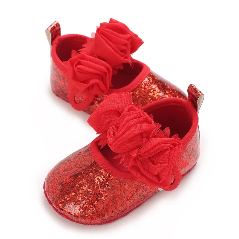 Baby Learning Walk Shoes, Elegant 3D Flower Infant Crib Shoes,Multi Style Soft Dress Footwear for Newborn Baby Girls 0-18Months