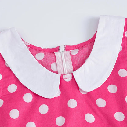 LPATTERN Girls' Vintage Rockabilly Dress Party Retro Polka Dot Floral Pattern A-line Dresses Pleated Skirt Knee-Length for 4-10Y