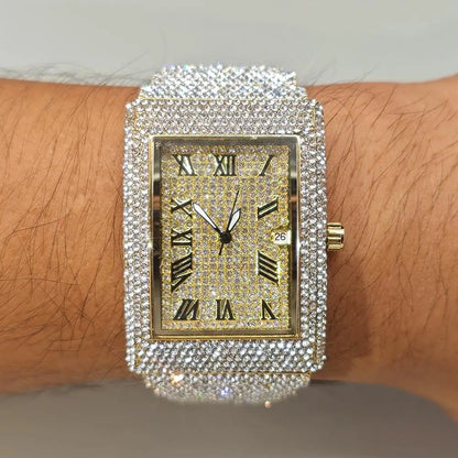 2025 Hot Luxury Brand Quartz Diamond Watch For Men Fashion Hip Hop Full Diamond Bling Jewelry Wristwatches Man Dropshipping ﻿