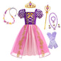Girls Rapunzel Costume Children Cosplay Tangled Princess Dress Kids Halloween Carnival Birthday Pageant Party Clothes