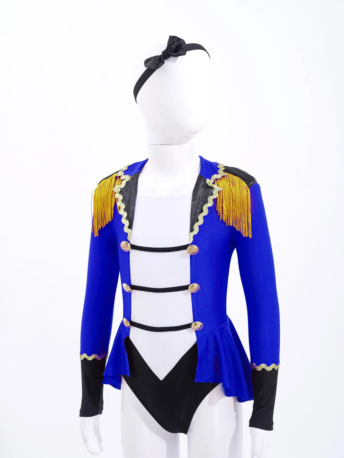 Childrens Showman Bodysuit Tassel Leotard Circus Ringmaster Cosplay Costumes Kids Girls Carnival Party Performance Jumpsuit