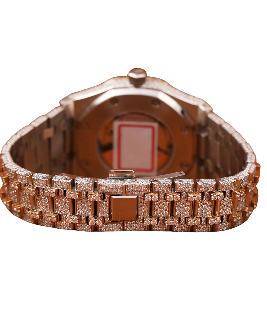 White Gold Round Shape Diamond Watch Arabic Dial for Partywear Men's Quartz Watch Available at Affordable Price