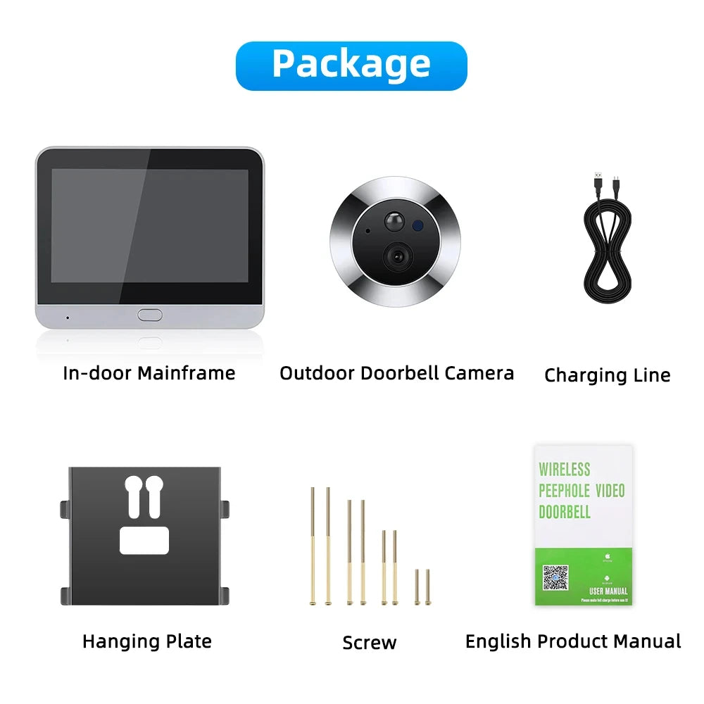 3MP Tuya Smart Security Outdoor House Door Video Eye With Camera Alexa PIR Motion Detect Wifi Peephole Door Camera For Home