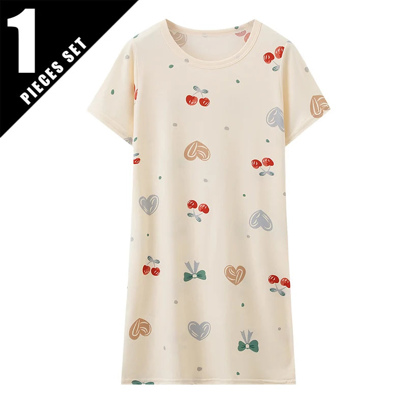 1/2 Piece Children's Sweet And Lovely Straight Skirt Loose And Comfortable Girl's Home Skirt Casual Round Neck Plus Size Skirt