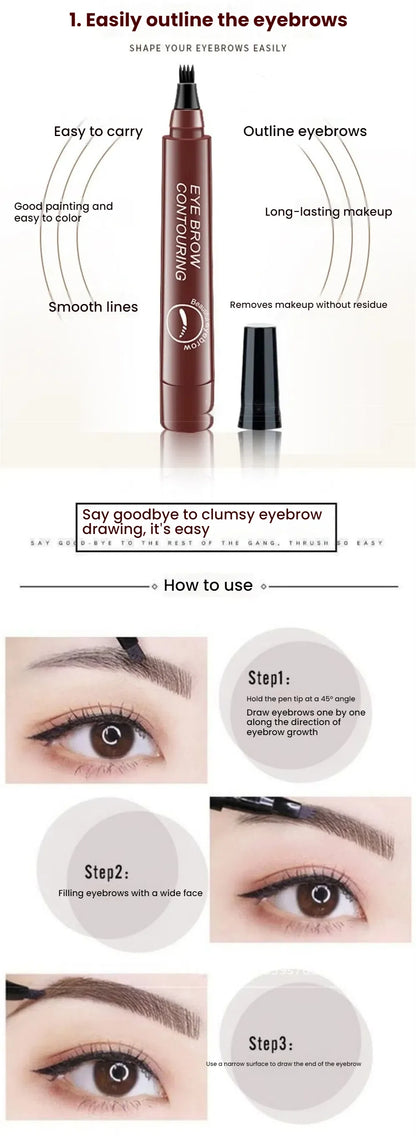 5 Colors Microblading Eyebrow Pen Waterproof Liquid Eyebrow Pencil Long Lasting Eyebrow Pen 4 Points Eye Brow Pen Cosmetics