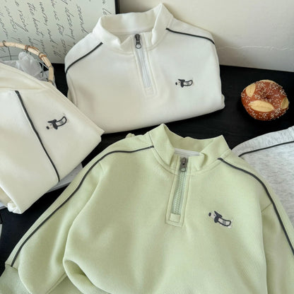 Children's Clothing Sweatshirt Sets 2026 New Autumn Boys Girls Long Sleeves Half Zipper Tops+Pants 2PCS Kids Tracksuit 1-14Years
