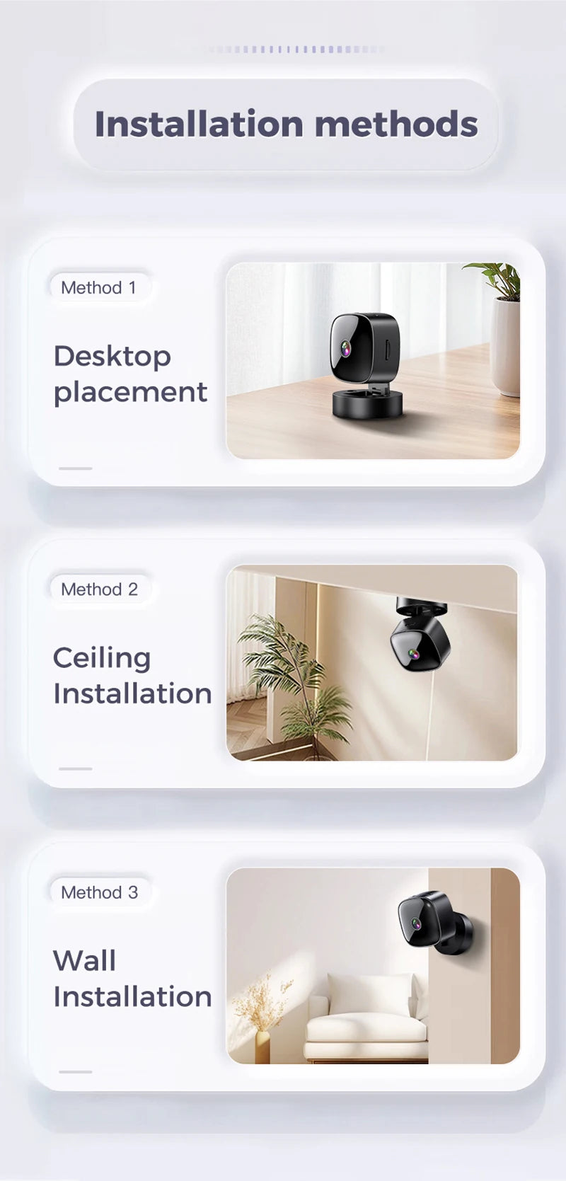 Lenovo Security Monitoring High Definition 8K Rotating WiFi Mini Camera No Need for Plug in Night Vision Smart Home 2026 New