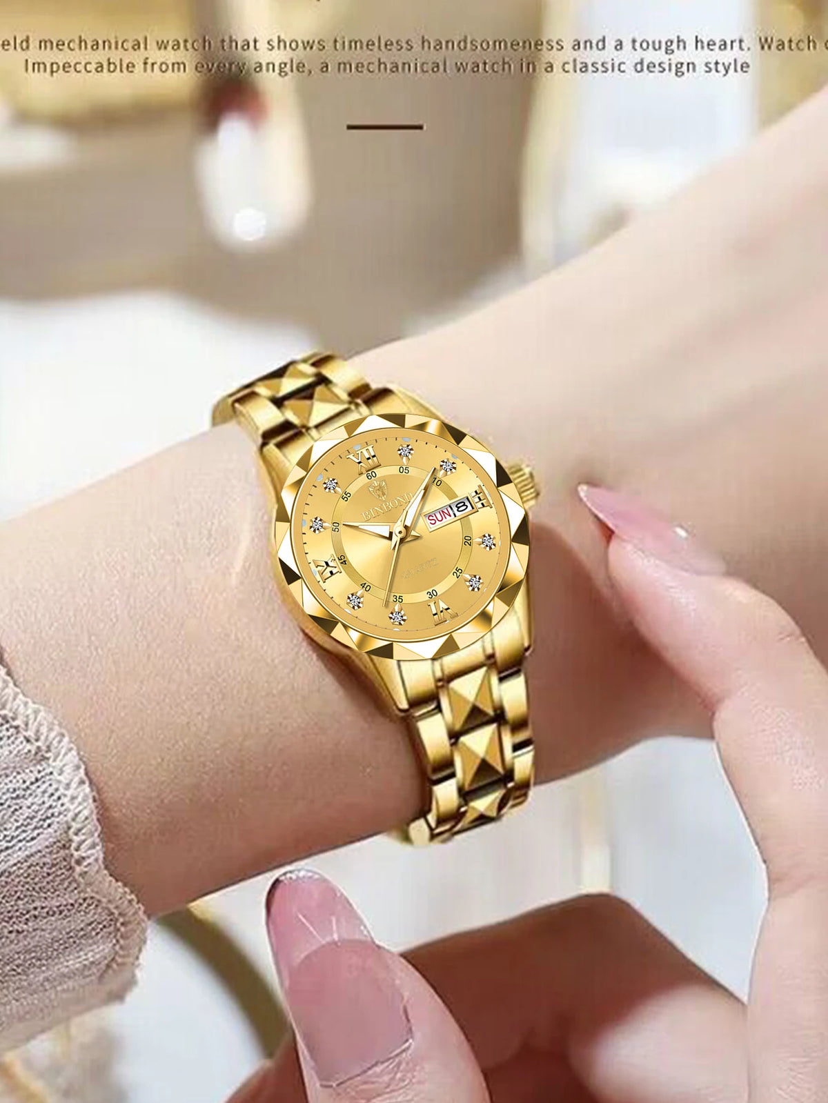 BINBOND 2pcs/Set Couple Watches 30M Waterproof Fashion Diamond Valentine Day Gift Stainless Steel Watch Men Women Quartz Watch