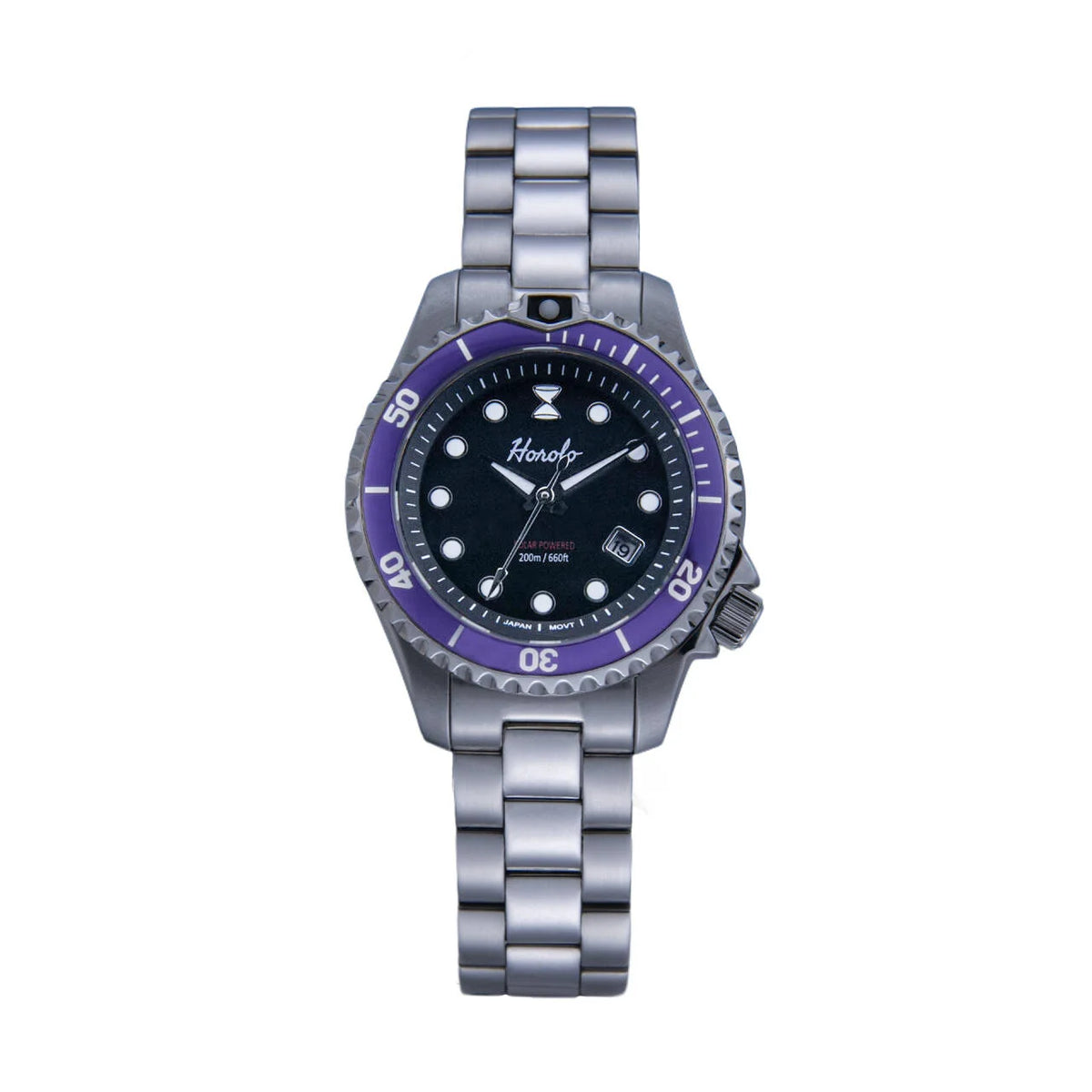 Horolo 30mm Women's Watches Japan Solar Movement Luminous Water Resistant Sapphire Stainless Steel Luxury Watch Gift For Wife