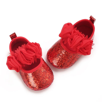Baby Learning Walk Shoes, Elegant 3D Flower Infant Crib Shoes,Multi Style Soft Dress Footwear for Newborn Baby Girls 0-18Months