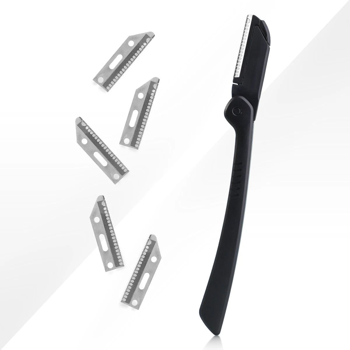 A Foldable Eyebrow Trimmer +5 Replacement Blades Combination Set Can Be Used for Eyebrow Trimming and Shaving, Which Is Unisex