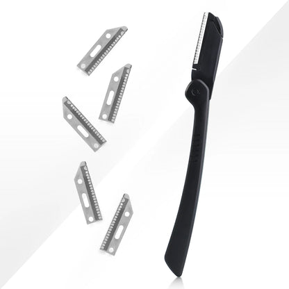 A Foldable Eyebrow Trimmer +5 Replacement Blades Combination Set Can Be Used for Eyebrow Trimming and Shaving, Which Is Unisex