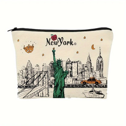 A NewYork bag - cute multifunctional zipper pouch for women, jewelry storage bagperfect travel zipper small storage bag.