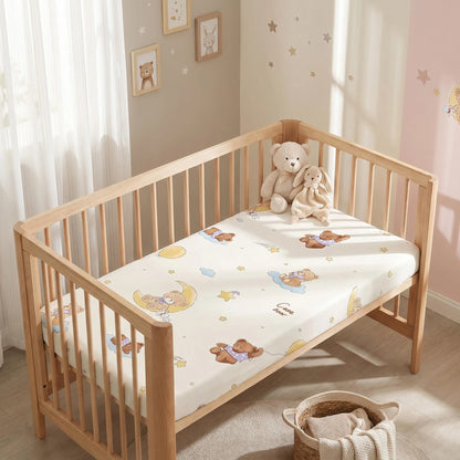 Cute Printed Patterned Sheet/Mattress Cover, Children's 100% Cotton Breathable and Moisture-Wicking Patchwork Mattress Cover.